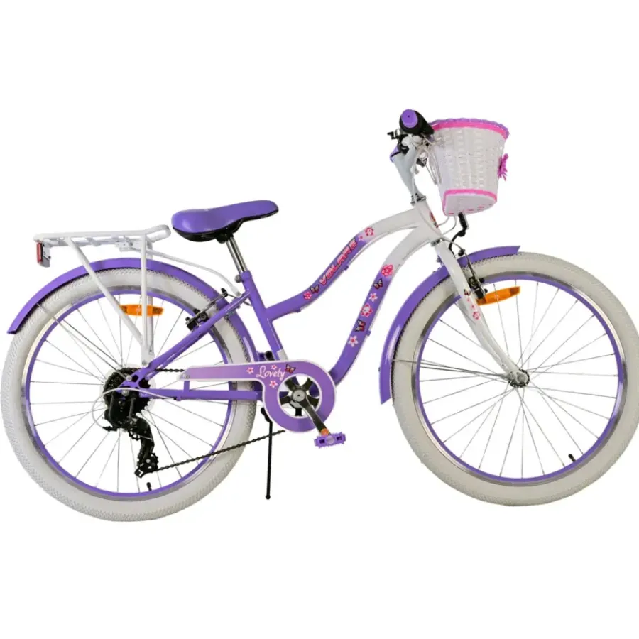 Kinderfietsen > Volare Lovely kinderfiets paars wit 24 inch
