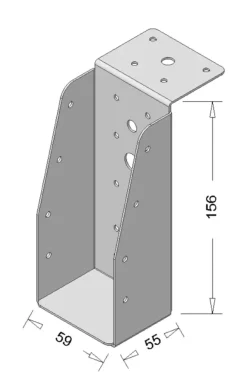 Houtverbinders|Houtverbinders > Geen Waelbers balkdrager met lange lip 59 x 156 mm zwart