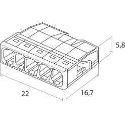 Lasklemmen En Verbindingsklemmen > Wago Lasklem 5-voudig compact 0,5-2,5mm² 2273-205 20 stuks