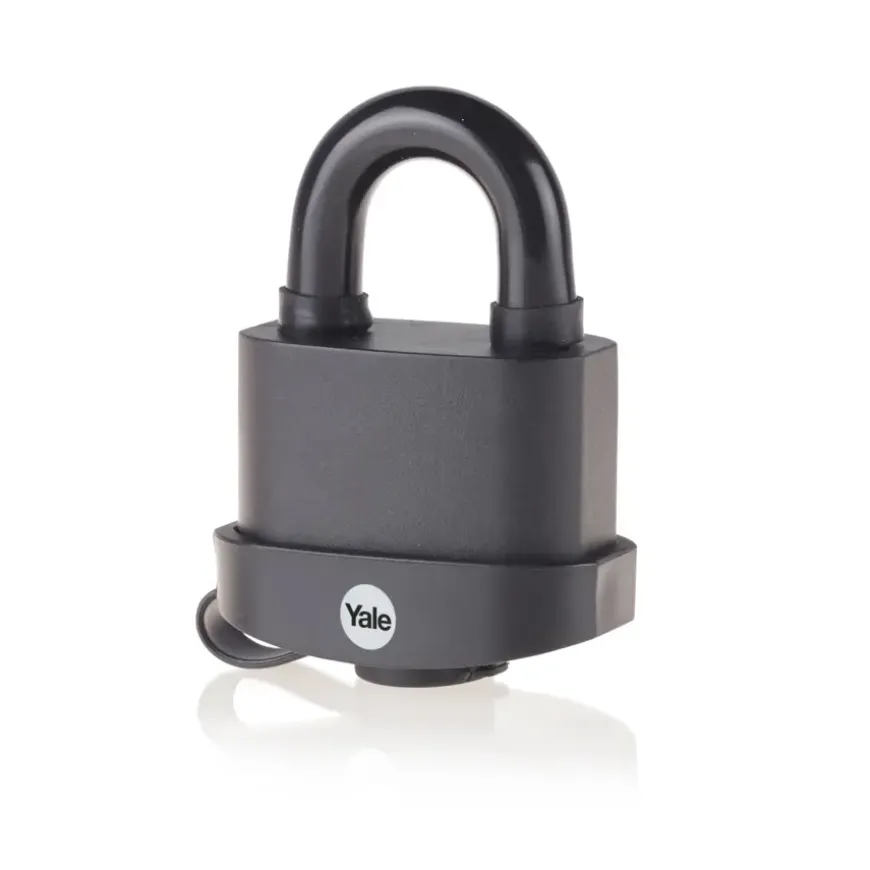 Yale Hangslot messing zware uitvoering 61 mm met zwarte body