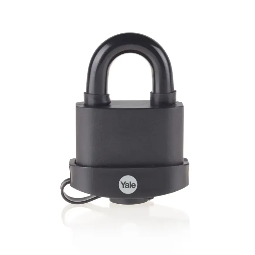 Yale Hangslot messing zware uitvoering 61 mm met zwarte body